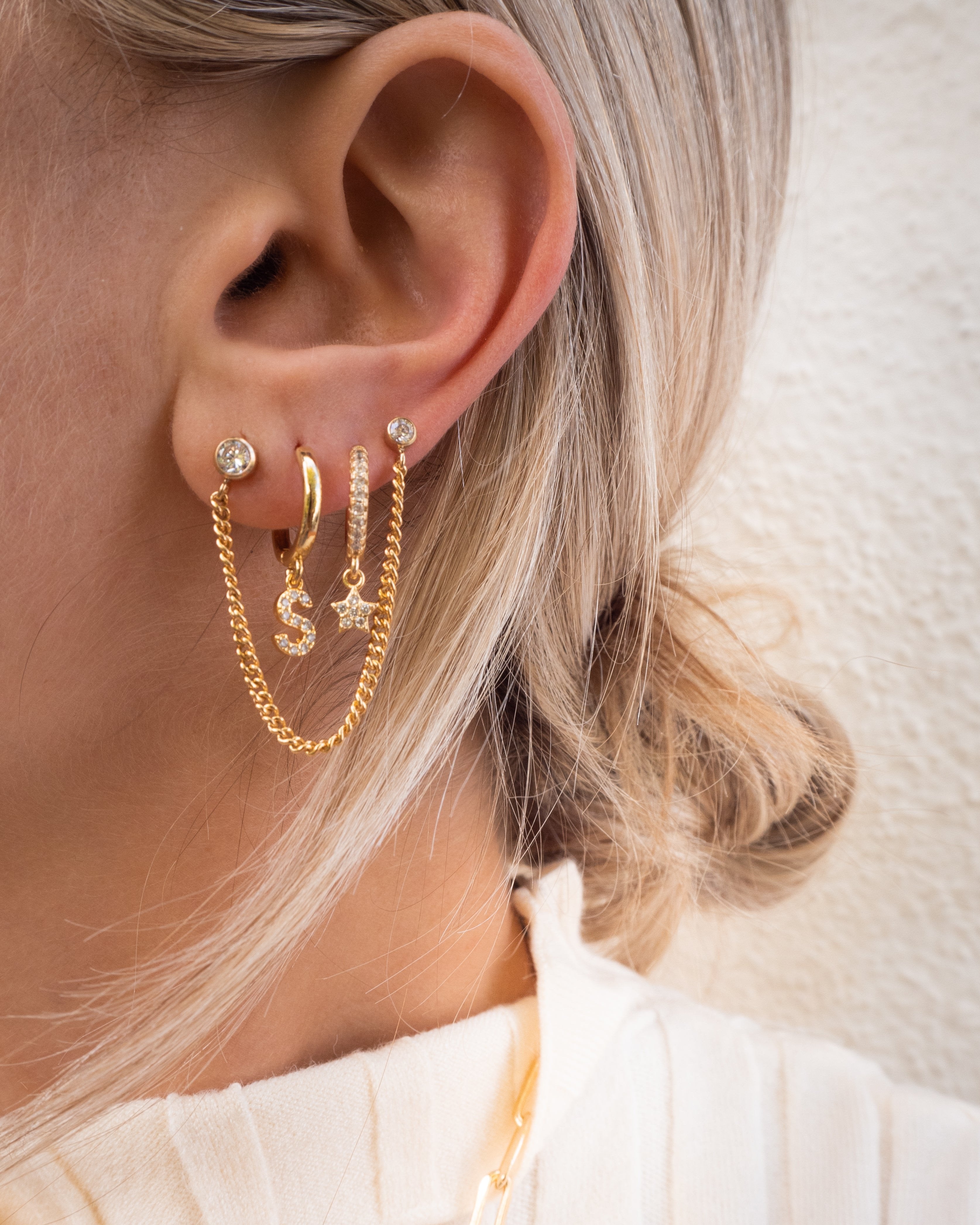 double piercing earring, double earring set, double earrings, multiple piercing earrings, double earrings, double earrings set, double stud earrings, connected earrings, earrings with chain, double piercing earrings chain, double piercing connected earrings, stud connected earrings, dainty studs, cz studs, gold filled stud earrings, connected stud earrings, gold filled earrings, gold filled stud earrings