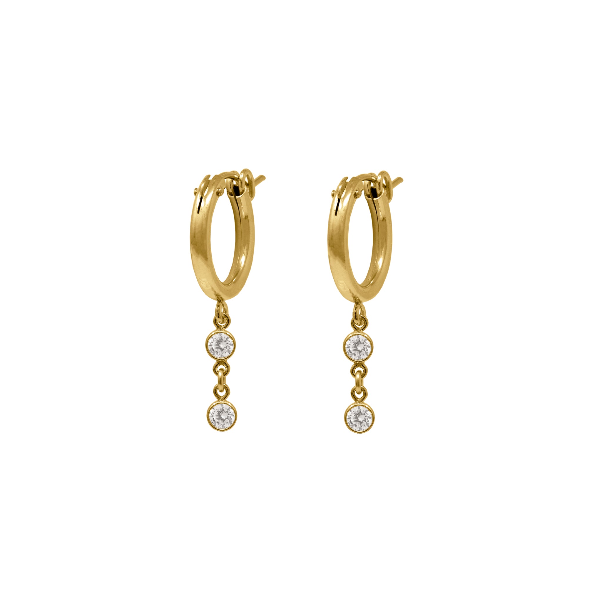Gold cz drop and dangle earrings