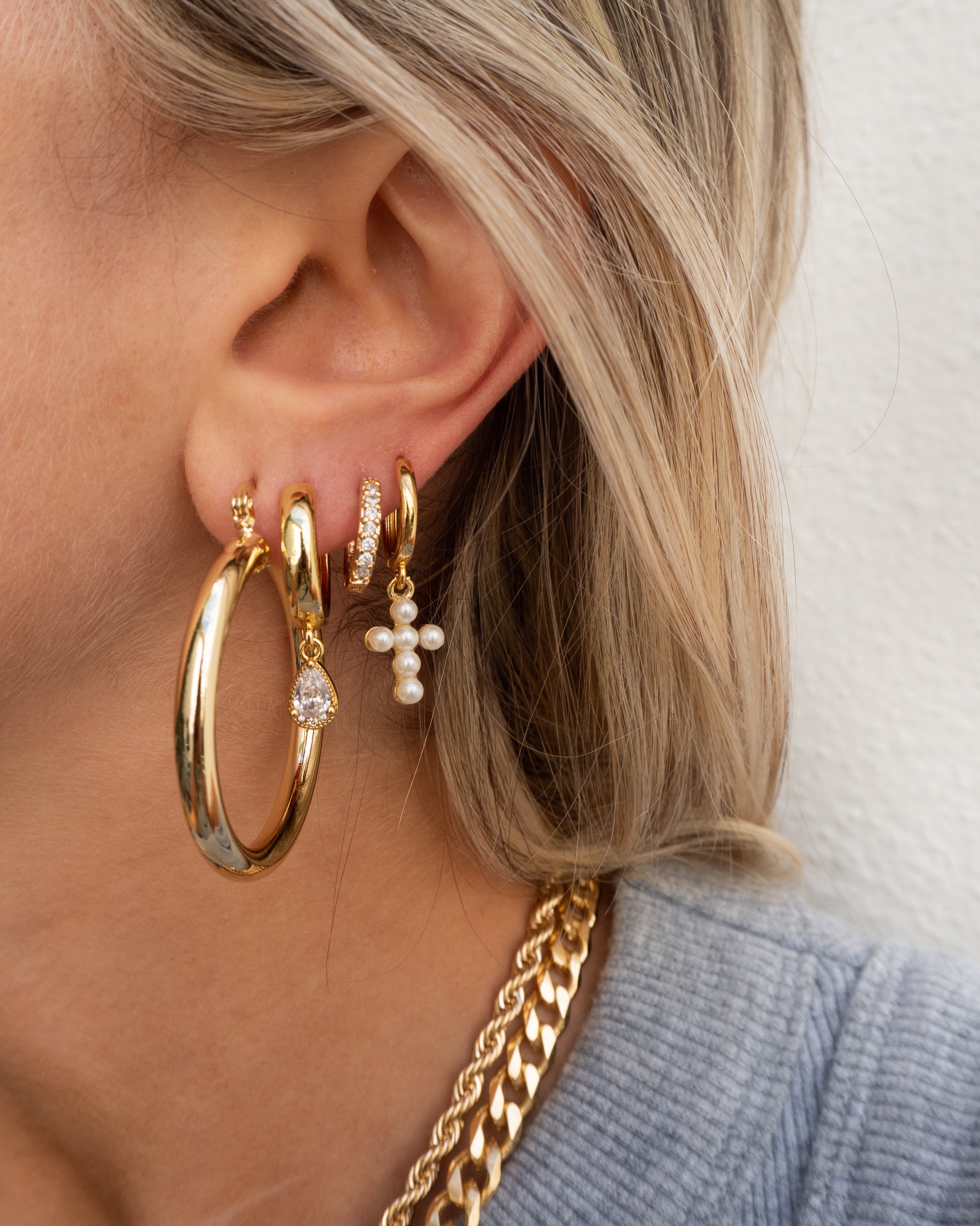 cross hoops, cross earrings, hoops with cross, pearl cross, hoop earrings, stacking earrings, stacking hoops, dainty earrings, stacking earrings, cross hoops, dainty
