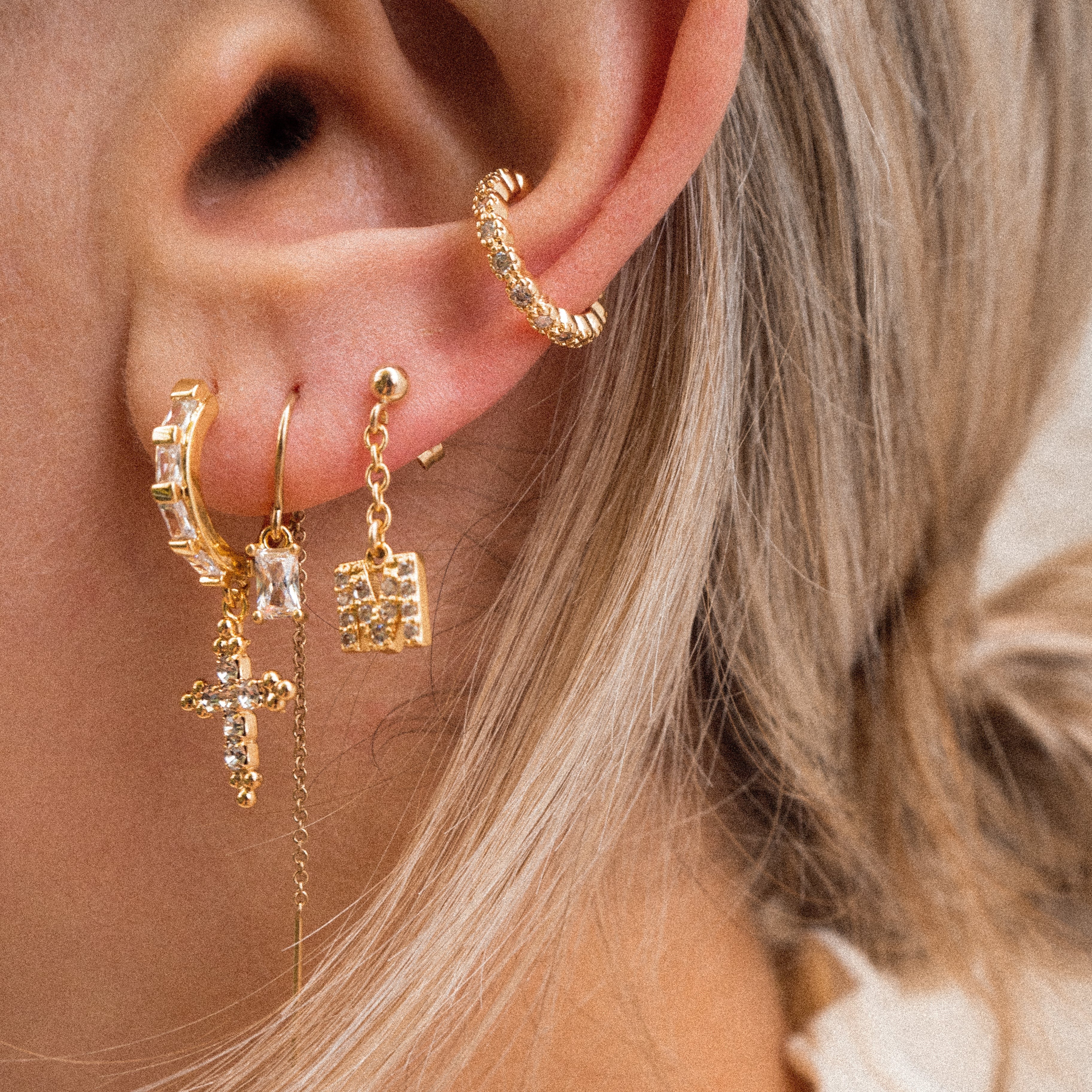 dainty threader earring, cz threader, dainty earring, gold filled earring, gold threader earring, stacking earring, ear stack, threader earrings, threader chain earring, gold filled threader, cz threader, cz baguette earring, dainty earring, gold filled earring, dainty threader earring, dainty wholesale jewelry, dainty jewelry, dainty earrings, chain earrings, multiple piercing earrings, double piercing earring, gold chain earring