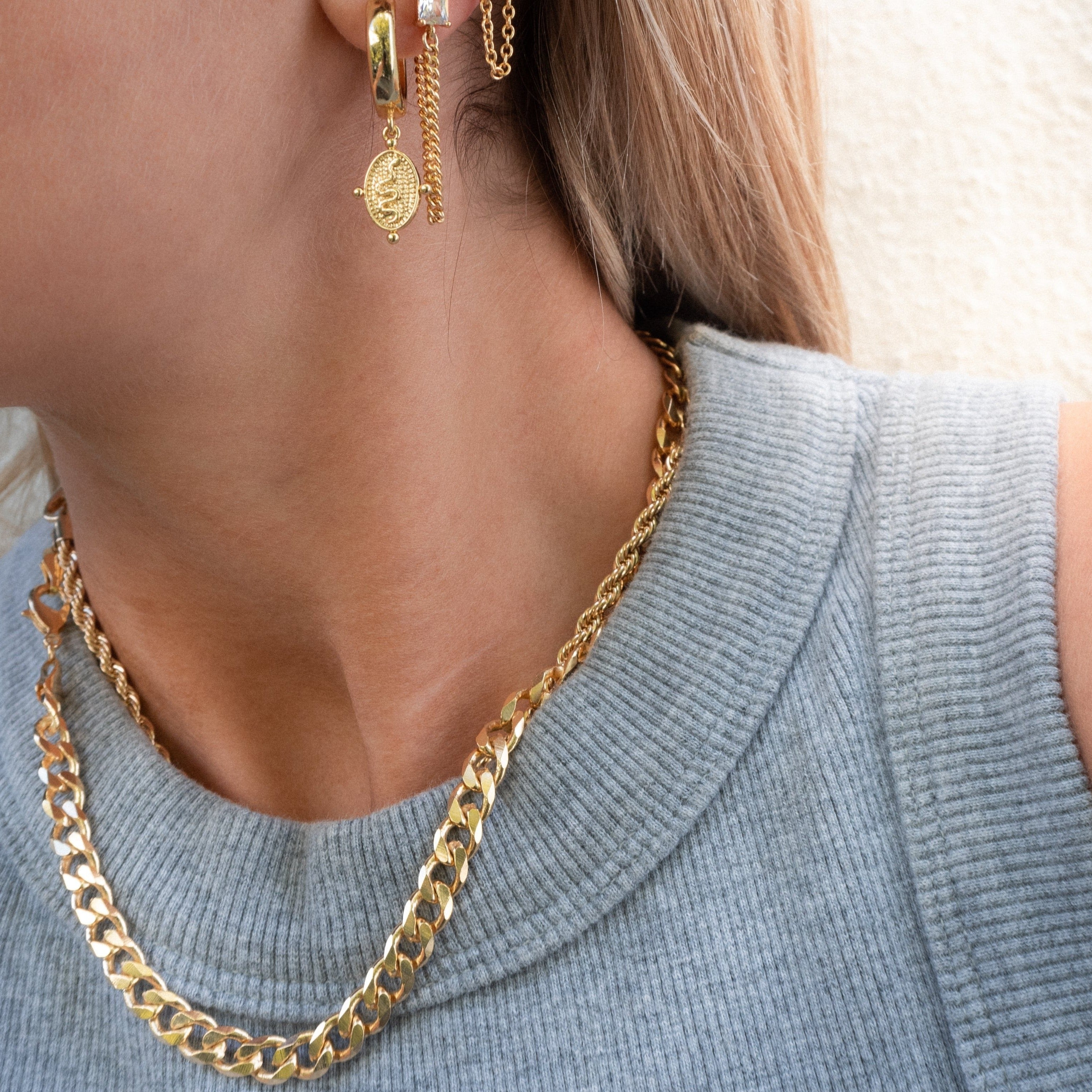 cuban chain, thick chain, cuban gold chain, chunky chain, statement chain, chunky necklace, gold cuban necklace, thick gold necklace, gold filled cuban chain, gold filled chunky necklace, gold filled necklace, gold fill chain, 14k, 18k, water resistant, hypoallergenic,