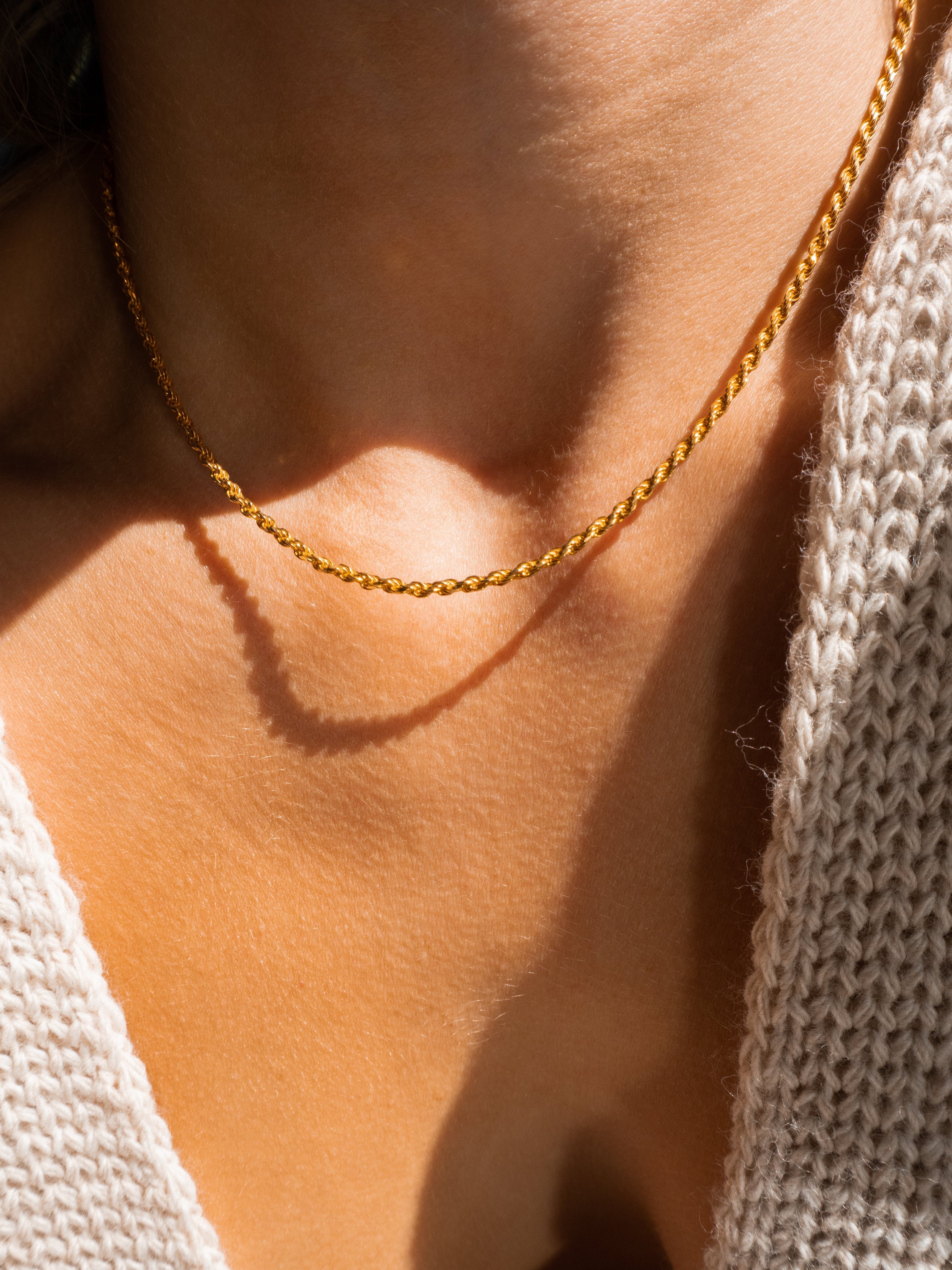 Thin Gold Filled Rope Chain Necklace 18 / Silver