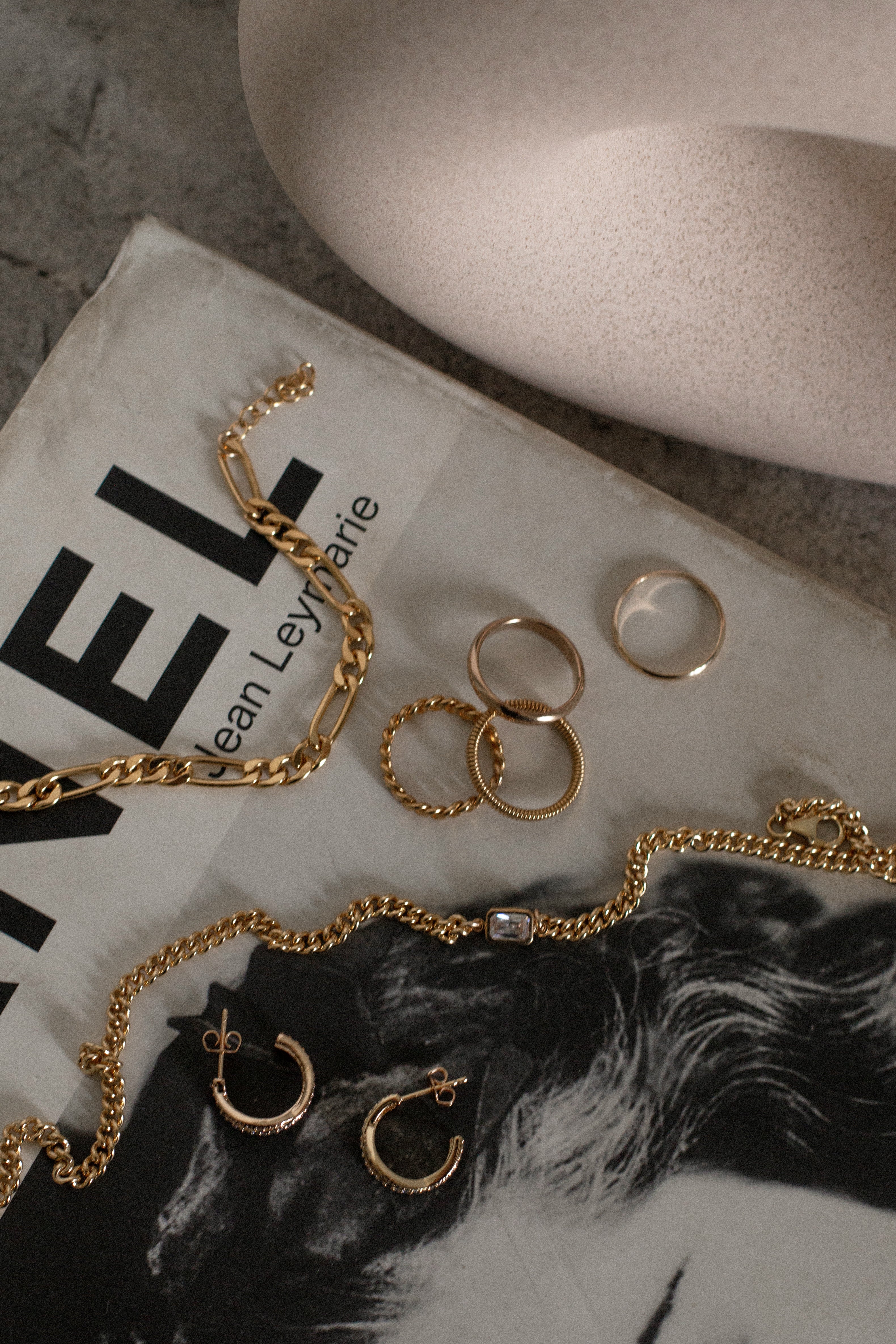 aesthetic magazine chanel with dainty gold filled jewelry and gold filled rings